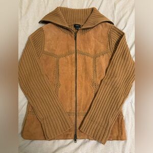 Y2K Lindex Suede and Knit Sweater